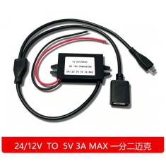 Conversor de energia 24 V/12 V a 5 V 3 A DC-DC M&oacute;dulo redutor de tens&atilde;o USB+micro
