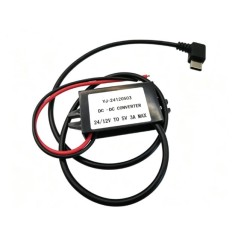 Conversor de energia 24 V/12 V a 5 V 3 A DC-DC redutor de tens&atilde;o m&oacute;dulo USB-C &acirc;ngulo reto