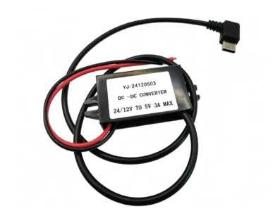 Conversor de energia 24 V/12 V a 5 V 3 A DC-DC redutor de tens&atilde;o m&oacute;dulo USB-C &acirc;ngulo reto - Imagem 1