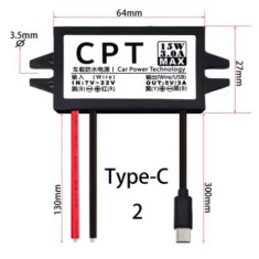 Conversor DC-DC redutor de tens&atilde;o Buck 12 V a 5 V 3 A 15 W Tipo-C