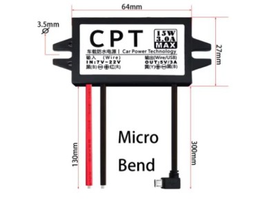 Conversor DC-DC redutor de tens&atilde;o Buck 12 V a 5 V 3 A 15 W Bend-micro - Imagem 1