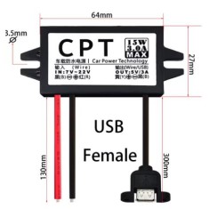 Conversor DC-DC redutor de tens&atilde;o Buck 12 V a 5 V 3 A 15 W &uacute;nico-USB