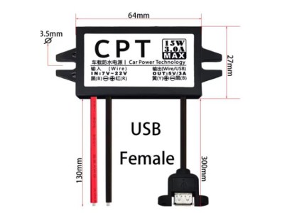 Conversor DC-DC redutor de tens&atilde;o Buck 12 V a 5 V 3 A 15 W &uacute;nico-USB - Imagem 1
