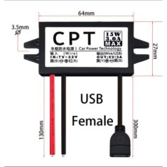 Conversor DC-DC redutor de tens&atilde;o Buck 12 V para 5 V 3 A 15 W USB-F-&uacute;nico