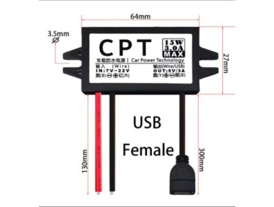 Conversor DC-DC redutor de tens&atilde;o Buck 12 V para 5 V 3 A 15 W USB-F-&uacute;nico - Imagem 1