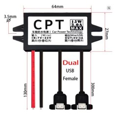 Conversor DC-DC redutor de tens&atilde;o Buck 12 V para 5 V 3 A 15 W Duplo-USB