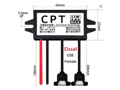 Conversor DC-DC redutor de tens&atilde;o Buck 12 V para 5 V 3 A 15 W Duplo-USB - Imagem 1