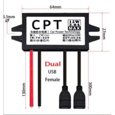 Conversor DC-DC redutor de tens&atilde;o Buck 12 V para 5 V 3 A 15 W USB-F-duplo
