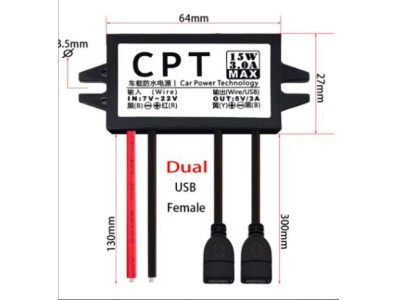 Conversor DC-DC redutor de tens&atilde;o Buck 12 V para 5 V 3 A 15 W USB-F-duplo - Imagem 1