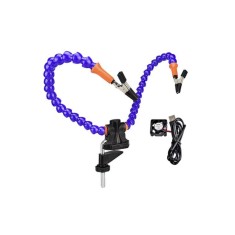 Bra&ccedil;os flex&iacute;veis de soldagem PCB multifuncional azul (3 furos 2 bra&ccedil;os + ventilador)