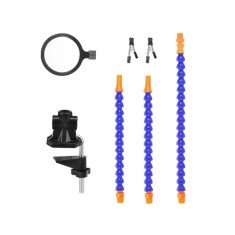 Bra&ccedil;os flex&iacute;veis de soldagem PCB multifuncional azul (3 furos 3 bra&ccedil;os + lupa)