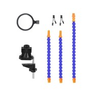 Bra&ccedil;os flex&iacute;veis de soldagem PCB multifuncional azul (3 furos 3 bra&ccedil;os + lupa)