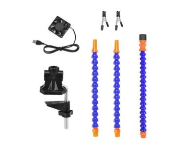 Bra&ccedil;os flex&iacute;veis de soldagem PCB multifuncional azul (3 furos 3 bra&ccedil;os + ventilador) - Imagem 1