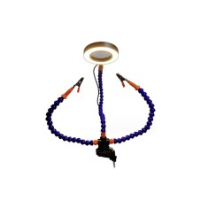 Bra&ccedil;os flex&iacute;veis de soldagem PCB multifuncional azul (3 furos 3 bra&ccedil;os + lupa LED)