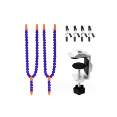 Clipe de mesa prateado multifuncional azul para soldagem de PCB com bra&ccedil;os flex&iacute;veis (2 furos 4 bra&ccedil;os)