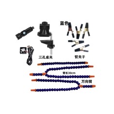 Bra&ccedil;os flex&iacute;veis de soldagem PCB multifuncional azul (3 furos 5 bra&ccedil;os + tocha el&eacute;trica + ventilador)