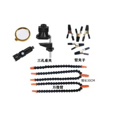Bra&ccedil;os flex&iacute;veis de soldagem PCB multifuncional preto (3 furos 5 bra&ccedil;os + lupa + tocha el&eacute;trica)