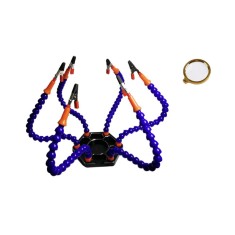 Bra&ccedil;os flex&iacute;veis de soldagem PCB multifuncional azul (6 furos 6 bra&ccedil;os + lupa)
