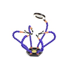 Bra&ccedil;os flex&iacute;veis de soldagem PCB multifuncional azul (6 furos 6 bra&ccedil;os + lupa LED)