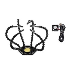 Bra&ccedil;os flex&iacute;veis de soldagem PCB multifuncional preto (6 furos 6 bra&ccedil;os + ventilador)