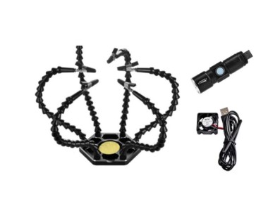 Bra&ccedil;os flex&iacute;veis de soldagem PCB multifuncional preto (6 furos 6 bra&ccedil;os + tocha el&eacute;trica + ventilador) - Imagem 1