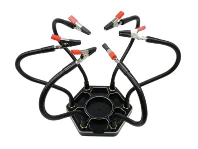 Bra&ccedil;os flex&iacute;veis de soldagem PCB multifuncional preto (metal 6 furos 6 bra&ccedil;os) - Imagem 1