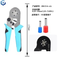Alicate de crimpagem de terminal tubular HSC8 6-4 A Ciano+Preto