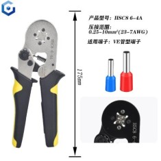 Alicate De Crimpagem terminal Tubular HSC8 6-4 A Preto+Amarelo
