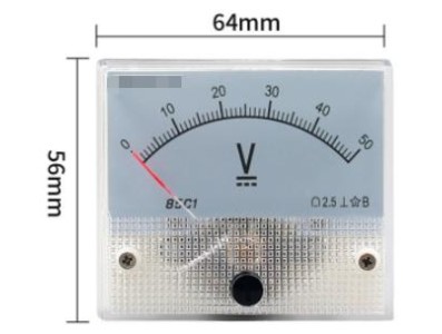 Volt&iacute;metro 85C1-V DC Ponteiro Mete 0-50 V Tamanho: 64*56 mm - Imagem 1