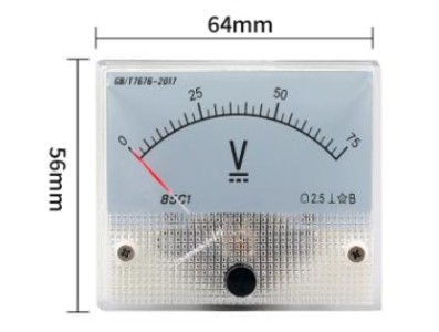 Volt&iacute;metro 85C1-V DC Ponteiro Mete 0-75 V Tamanho: 64*56 mm - Imagem 1