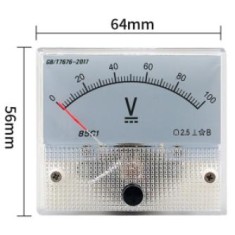 Volt&iacute;metro 85C1-V DC Ponteiro Mete 0-100 V Tamanho: 64*56 mm