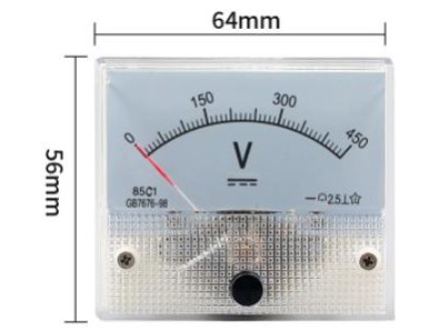 Volt&iacute;metro 85C1-V DC Ponteiro Mete 0-450 V Tamanho: 64*56 mm - Imagem 1