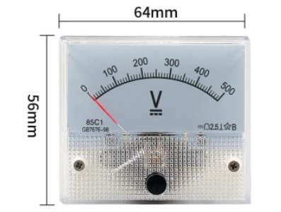 Volt&iacute;metro 85C1-V DC Ponteiro Mete 0-500 V Tamanho: 64*56 mm - Imagem 1