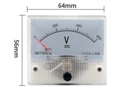 Volt&iacute;metro 85C1-V DC Ponteiro Mete 0-600 V Tamanho: 64*56 mm - Imagem 1