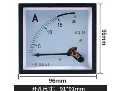 Medidor SQ-96 AC Amper&iacute;metro Ponteiro Direto 15 A Tamanho: 96*96 mm - Imagem 1