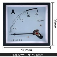 Medidor SQ-96 AC Amper&iacute;metro Ponteiro Direto 15 A Tamanho: 96*96 mm
