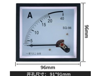 Medidor SQ-96 AC Amper&iacute;metro Ponteiro Direto 20 A Tamanho: 96*96 mm - Imagem 1