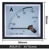 Medidor SQ-96 AC Amper&iacute;metro Ponteiro 75/5 A Tamanho: 96*96 mm