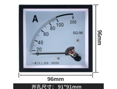 Medidor SQ-96 AC Amper&iacute;metro Ponteiro 100/5 A Tamanho: 96*96 mm - Imagem 1