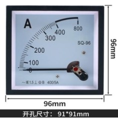 Medidor SQ-96 AC Amper&iacute;metro Ponteiro 400/5 A Tamanho: 96*96 mm