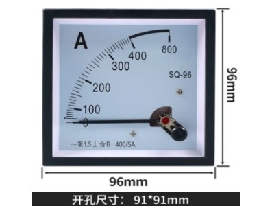 Medidor SQ-96 AC Amper&iacute;metro Ponteiro 400/5 A Tamanho: 96*96 mm - Imagem 1