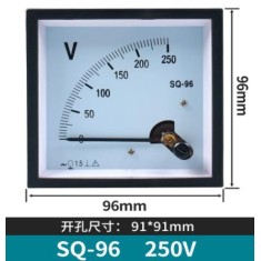 Volt&iacute;metro de ponteiro AC SQ-96 250 V Tamanho: 96*96 mm