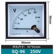 Volt&iacute;metro de ponteiro AC SQ-96 250 V Tamanho: 96*96 mm