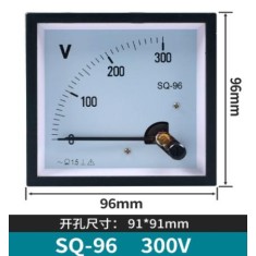 Volt&iacute;metro de ponteiro AC SQ-96 300 V Tamanho: 96*96 mm