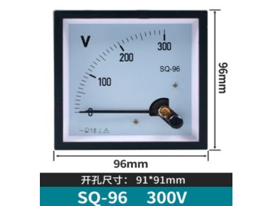 Volt&iacute;metro de ponteiro AC SQ-96 300 V Tamanho: 96*96 mm - Imagem 1
