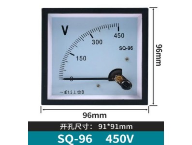 Volt&iacute;metro de ponteiro AC SQ-96 450 V Tamanho: 96*96 mm - Imagem 1