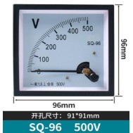 Volt&iacute;metro de ponteiro AC SQ-96 500 V Tamanho: 96*96 mm