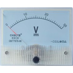 Medidor de ponteiro de volt&iacute;metro DC 69C9-V 0-30 V Tamanho: 64*56 mm