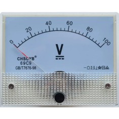 Medidor de ponteiro de volt&iacute;metro DC 69C9-V 0-100 V Tamanho: 64*56 mm