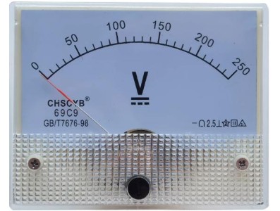Medidor de ponteiro de volt&iacute;metro DC 69C9-V 0-250 V Tamanho: 64*56 mm - Imagem 1